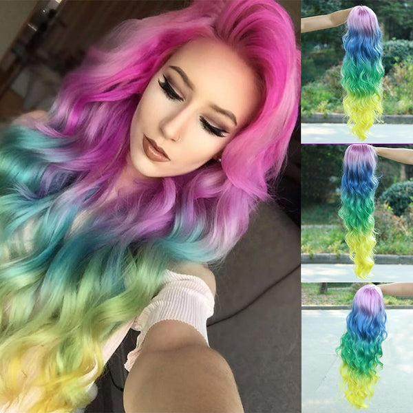 Pink Blue Green Yellow Wig