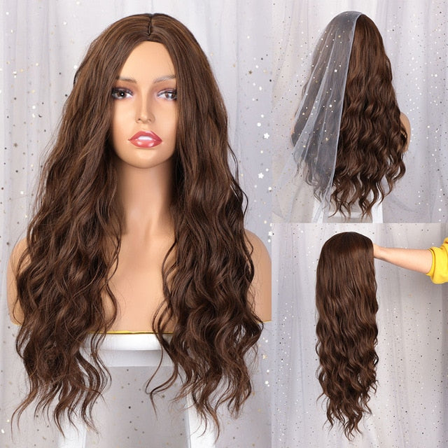 Long Brown Wavy Wig