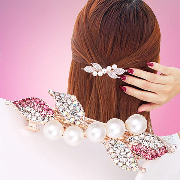 Spring Pearl Rhinestone Hair Clips