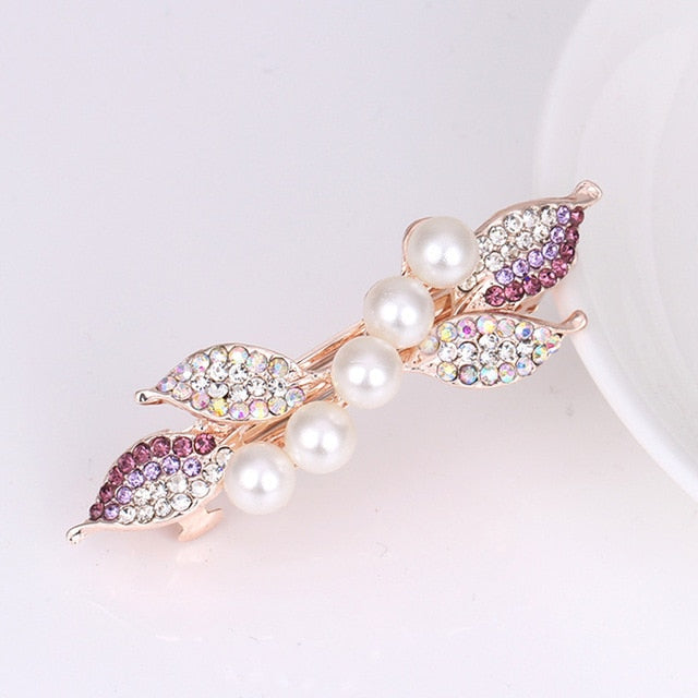 Spring Pearl Rhinestone Hair Clips