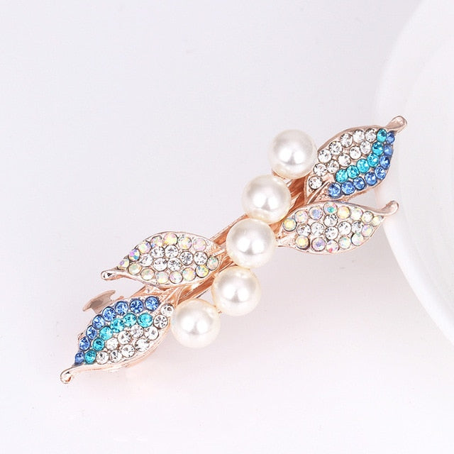 Spring Pearl Rhinestone Hair Clips