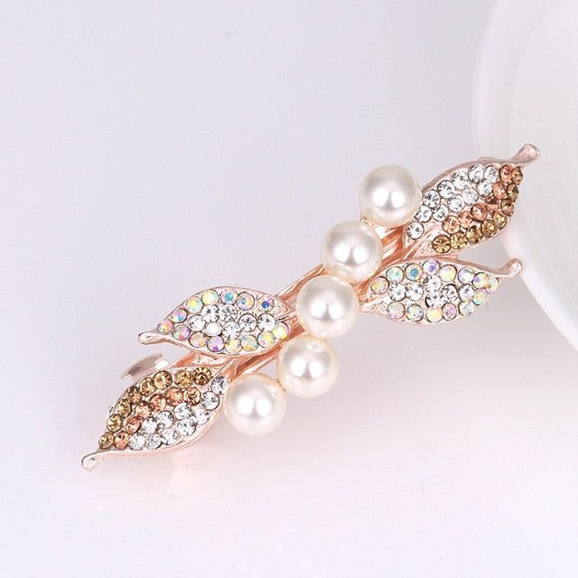 Spring Pearl Rhinestone Hair Clips