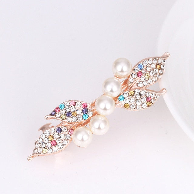 Spring Pearl Rhinestone Hair Clips