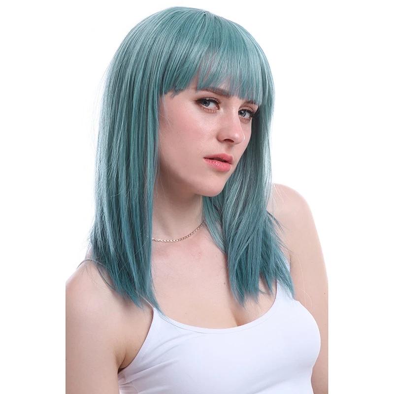 Color Cyan Women Wigs