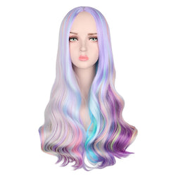 Rainbow Colorful Long Wavy Wig