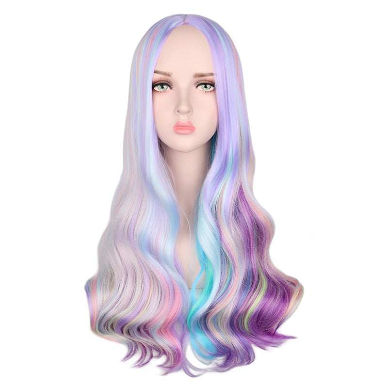 Rainbow Colorful Long Wavy Wig